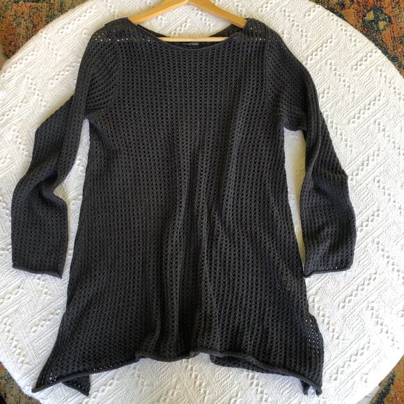 Jeanne Pierre Open Knit Tunic Sweater Asymmetrical Hem 100% Cotton Langenlook XL - Picture 1 of 9
